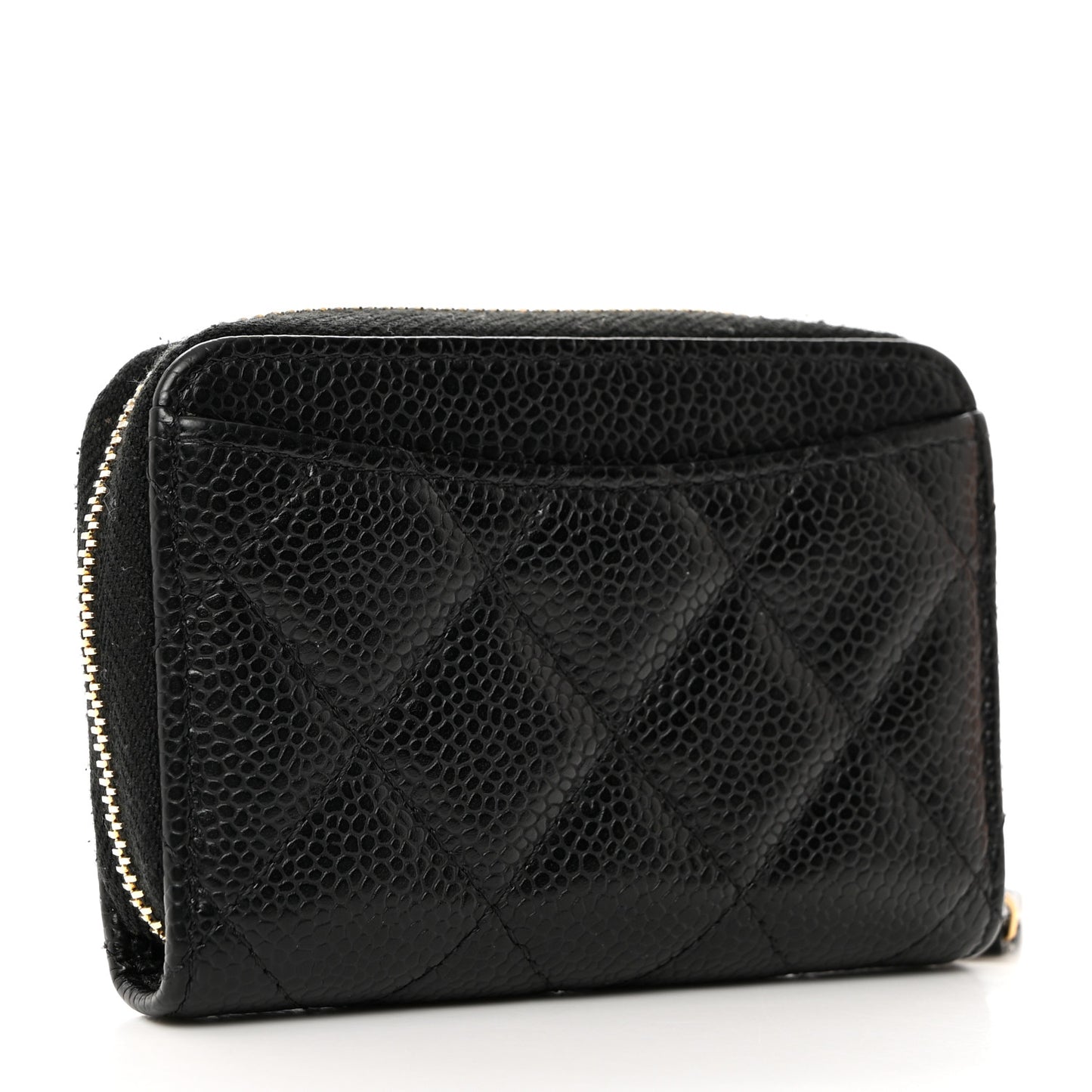 Caviar Quilted Zip Coin Purse Black