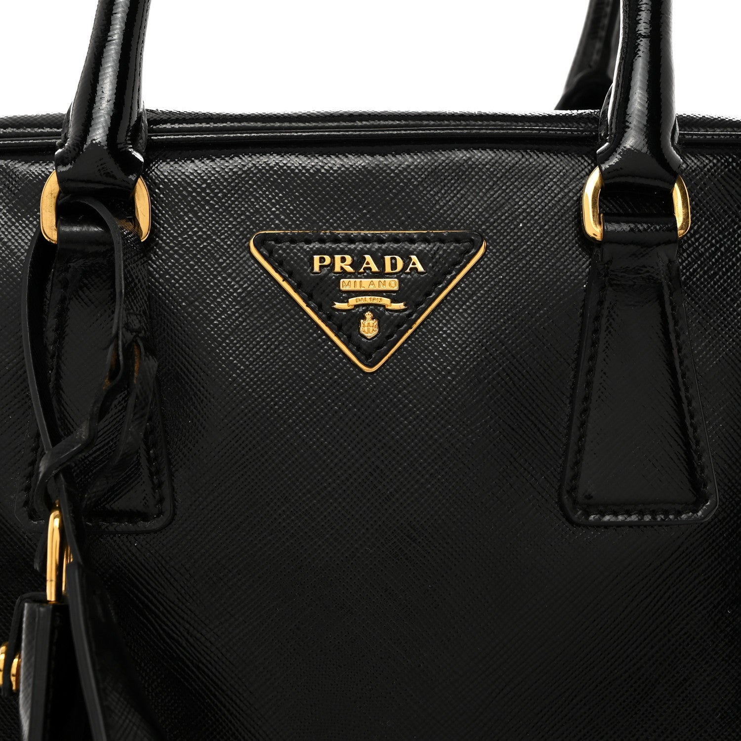 Prada Saffiano Vernice Bauletto Black 8 of 10
