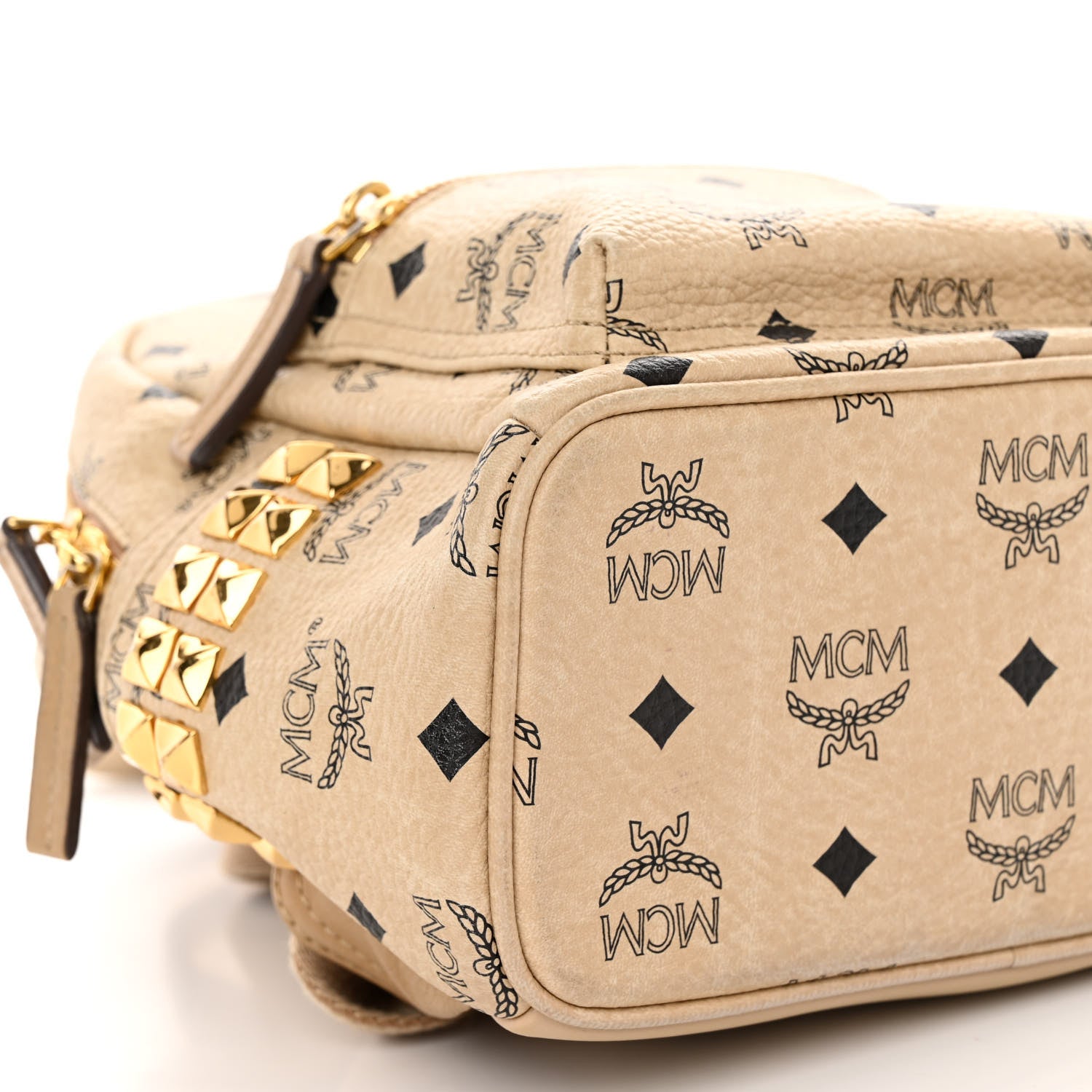 MCM Visetos Side Stud Mini Stark Backpack Beige 8 of 11