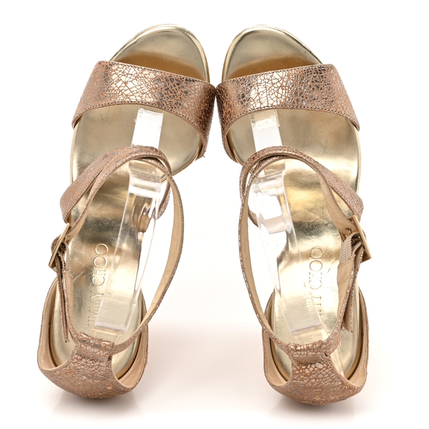 Metallic Calfskin Cork Portia 120 Wedge Sandals 38.5 Gold
