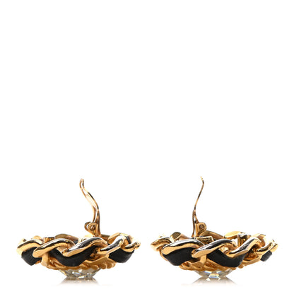 Chanel Crystal Lambskin Clip On Earrings Gold Black 3 of 4