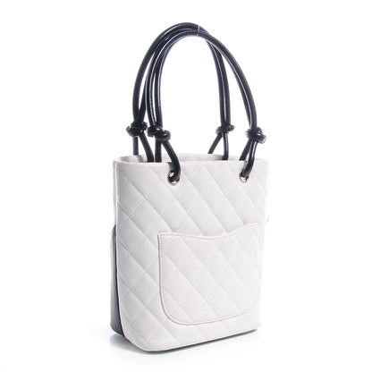 Chanel Calfskin Quilted Small Cambon Tote White Black 3 of 7