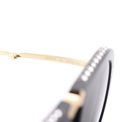 Gucci Acetate Crystal Foldable Aviator Sunglasses GG0307S Black 7 of 9