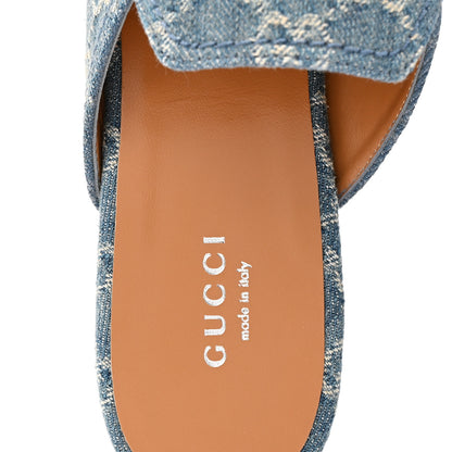 Gucci New Denim GG Malaga Kid Womens Princetown Slippers 37.5 Light Blue Royale 8 of 10