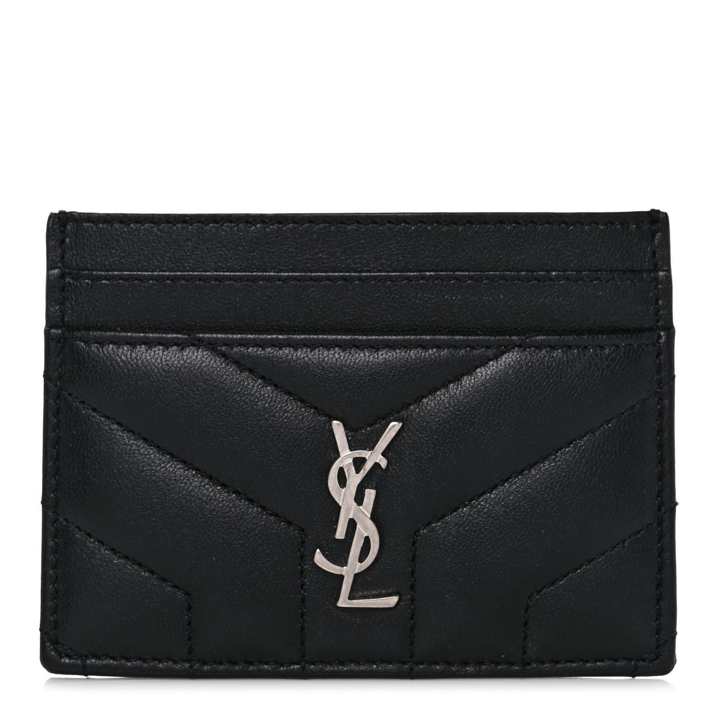 Calfskin Y Quilted Monogram LouLou Credit Card Case Black
