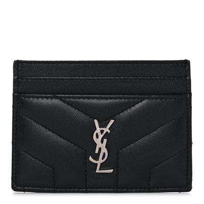 Saint Laurent Calfskin Y Quilted Monogram LouLou Credit Card Case Black 1 of 10