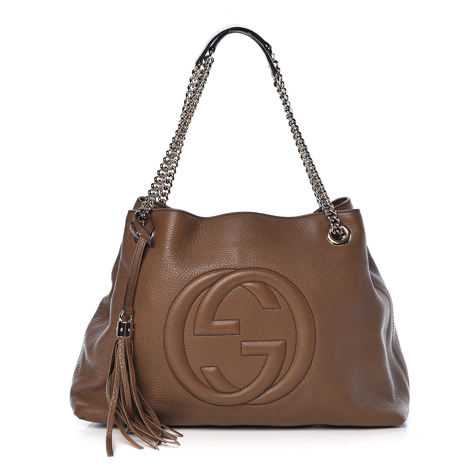 Gucci Pebbled Calfskin Medium Soho Chain Shoulder Bag Maple Brown 1 of 12