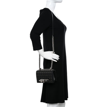 Alexander McQueen Calfskin Studded Knuckle Satchel Black Silver 2 of 12