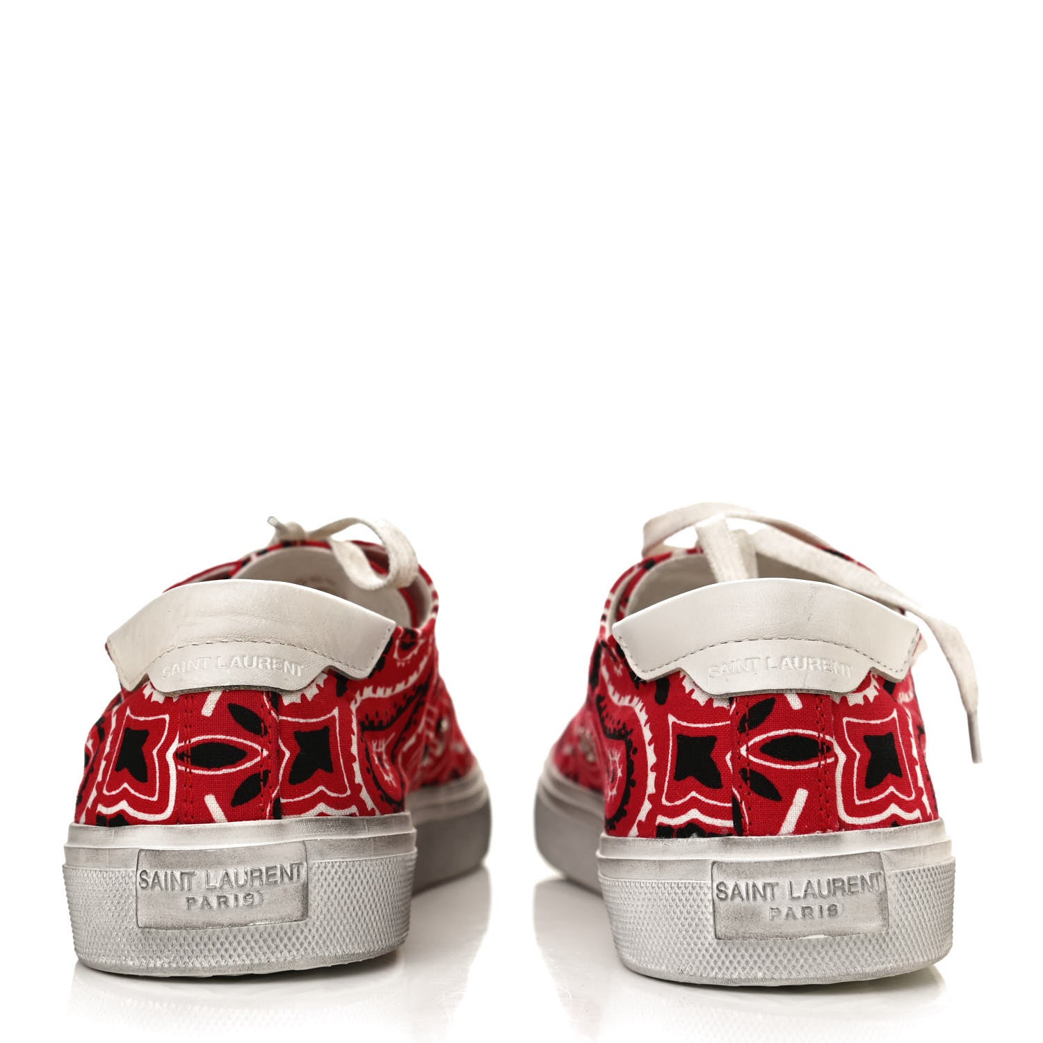 Saint Laurent Canvas Bandana Print Bedford Low Top Sneakers 41 Red 6 of 10