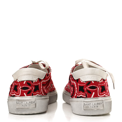Saint Laurent Canvas Bandana Print Bedford Low Top Sneakers 41 Red 6 of 10