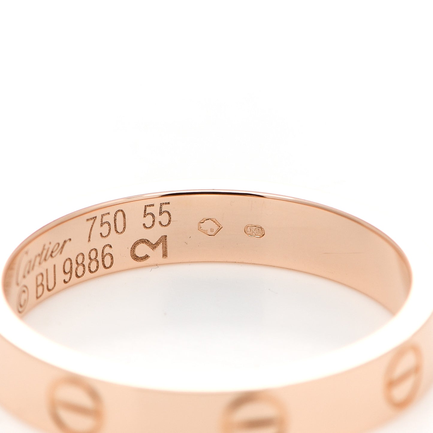 18K Pink Gold 3.5mm LOVE Wedding Band Ring 55 7.25
