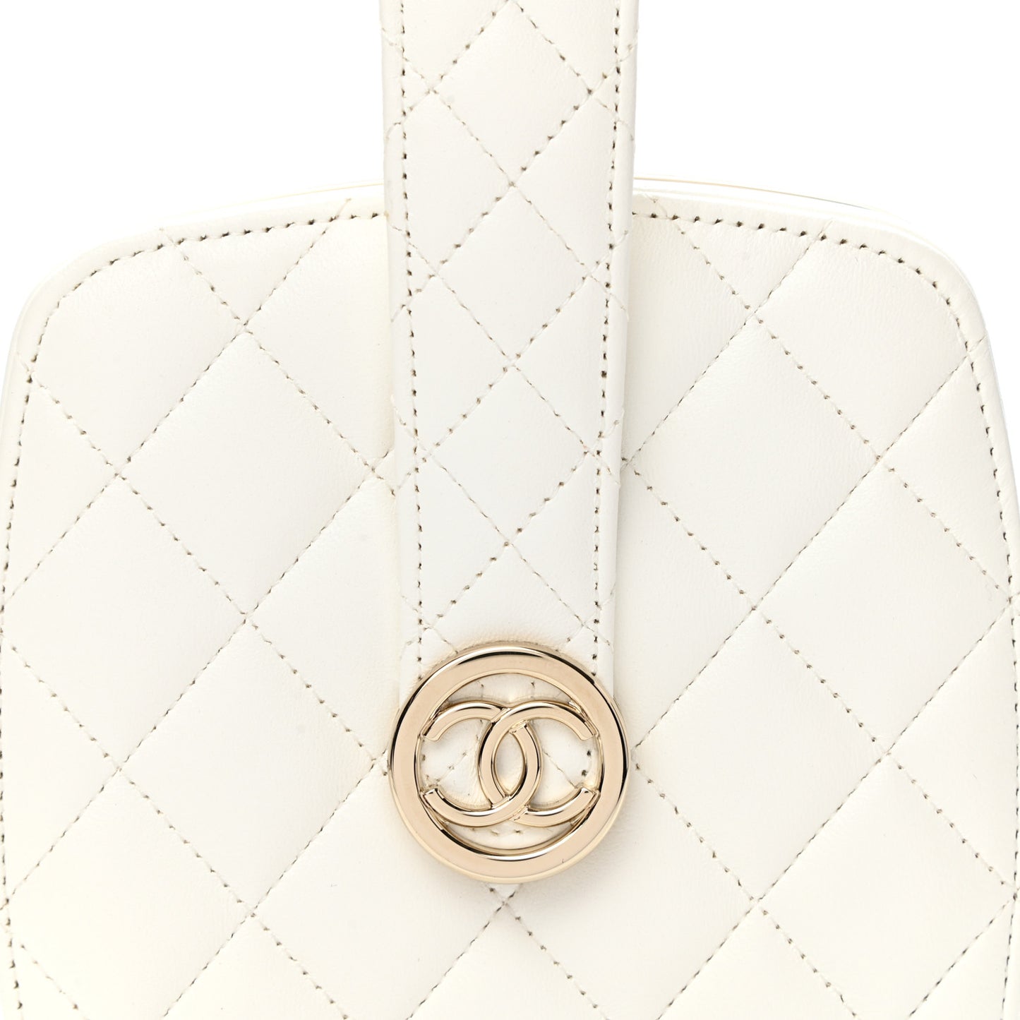Lambskin Minaudiere Vanity With Handle White