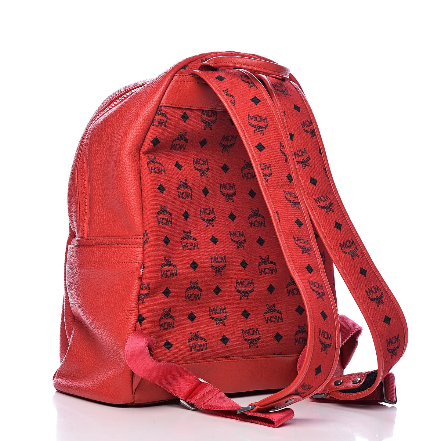 Calfskin Studded Small Logo Backpack Red