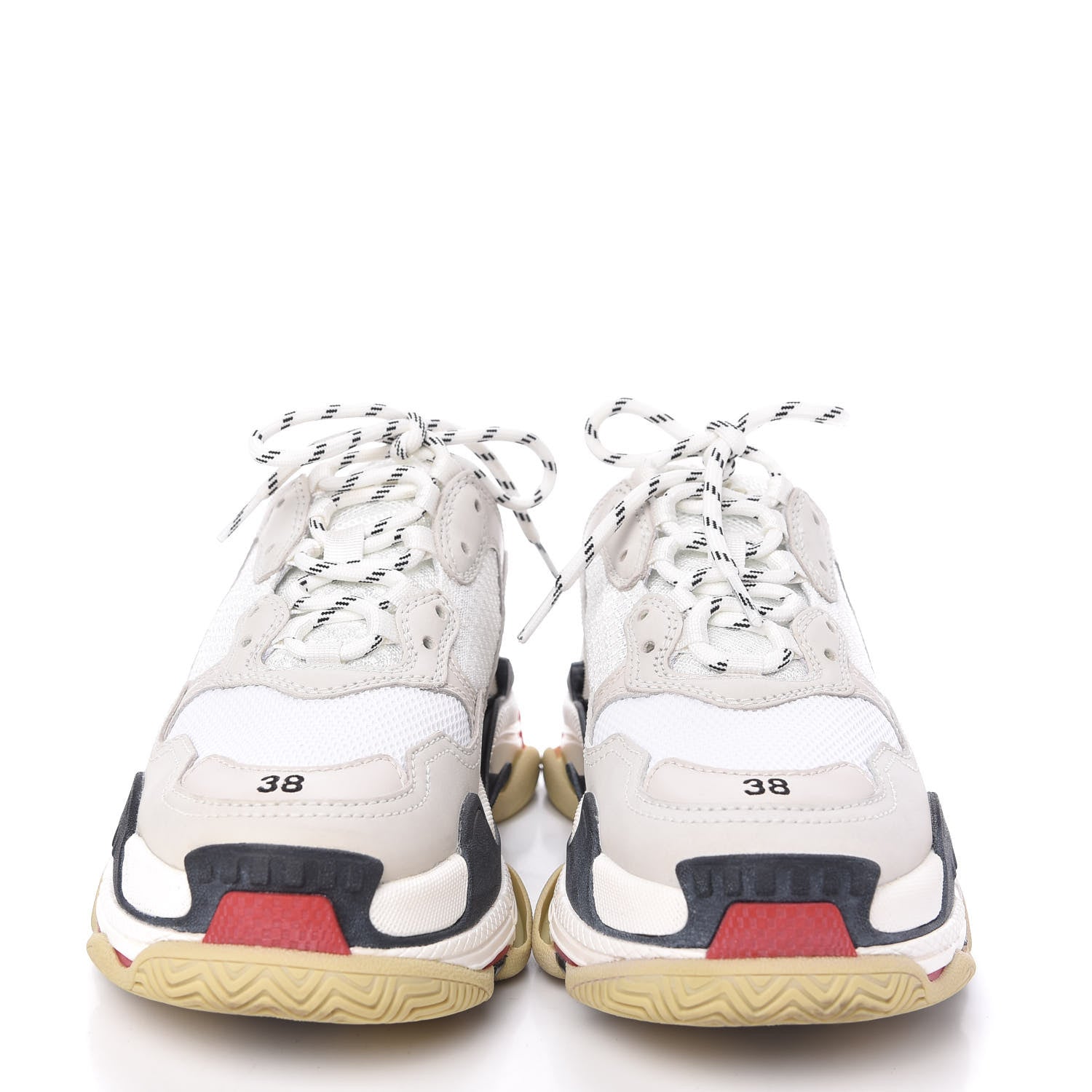 Balenciaga Fabric Mesh Womens Triple S Sneakers 38 Grey Red White 2 of 9