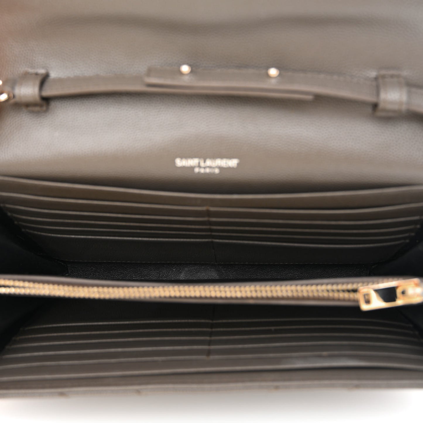 Grain De Poudre Matelasse Chevron Monogram Chain Wallet Fog