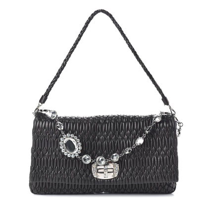 Miu Miu Nappa Matelasse Crystal Flap Clutch Black 1 of 9