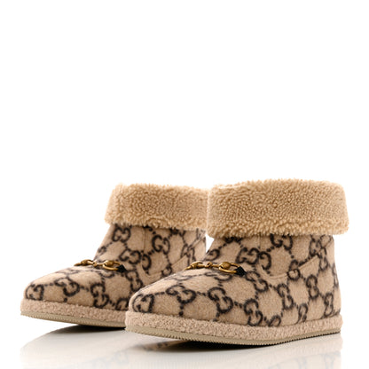 Gucci Covered Wool GG Monogram Womens Fria Horsebit Ankle Boots 41 Beige Ebony Butterscotch 3 of 8
