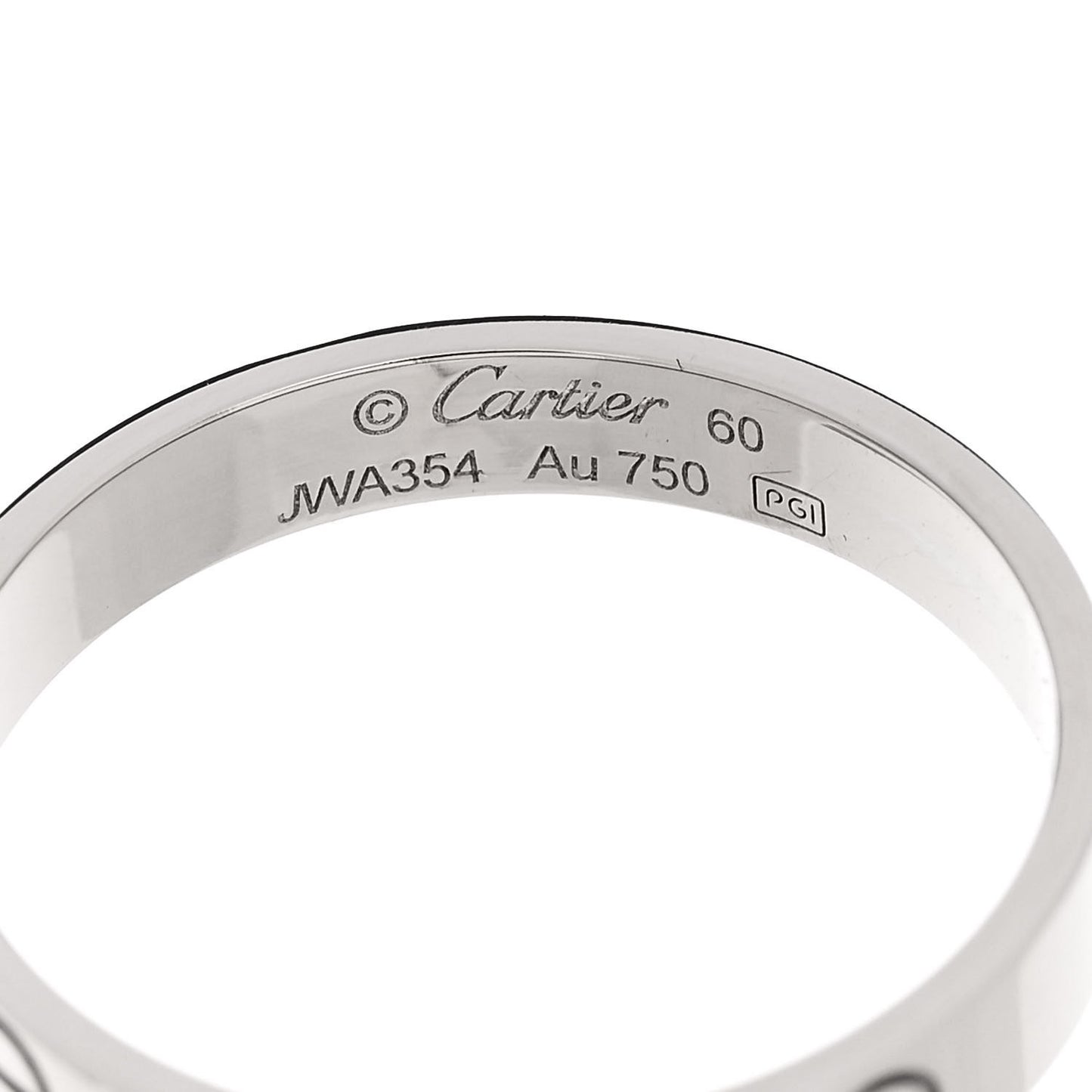 18K White Gold 3.5mm LOVE Wedding Band Ring 60 9
