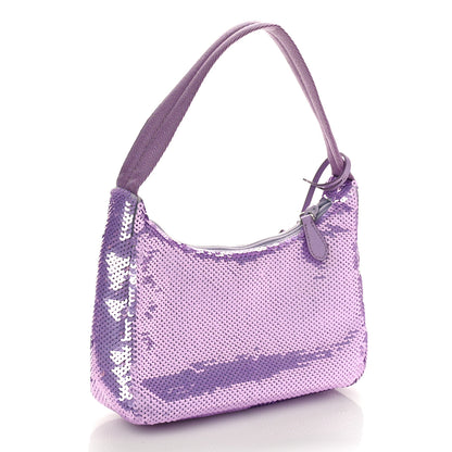 Prada Paillettes Sequin Mini Re-Edition 2000 Bag Lilium Black 3 of 9