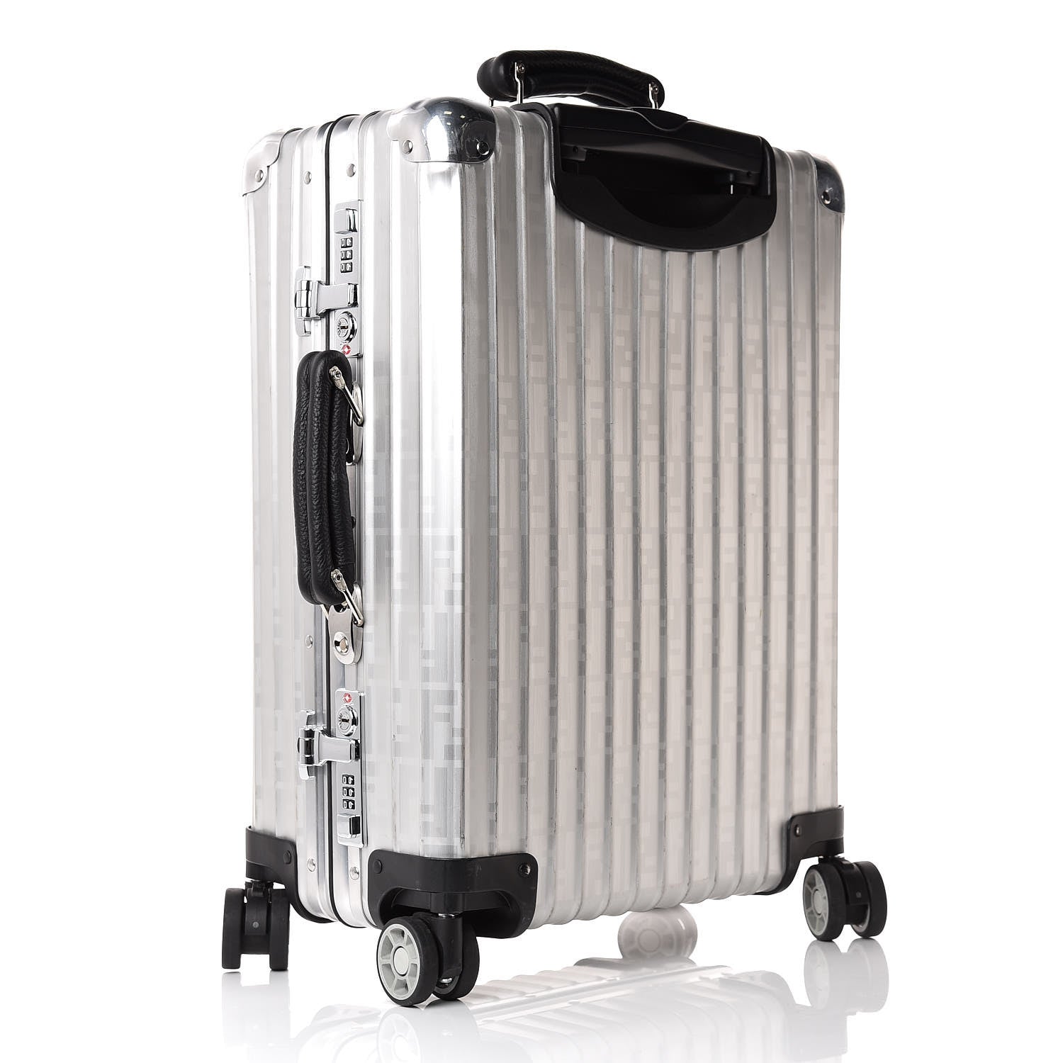 Fendi X RIMOWA Aluminum FF Print Roll Away Carry On Luggage Silver 3 of 21
