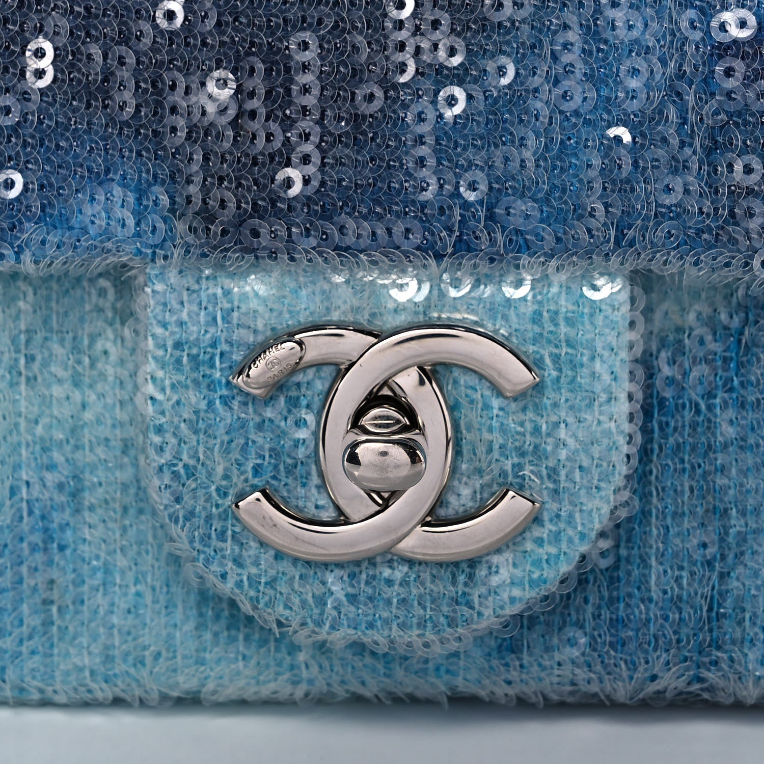 Chanel Sequin Mini Waterfall Flap Light Blue 8 of 13