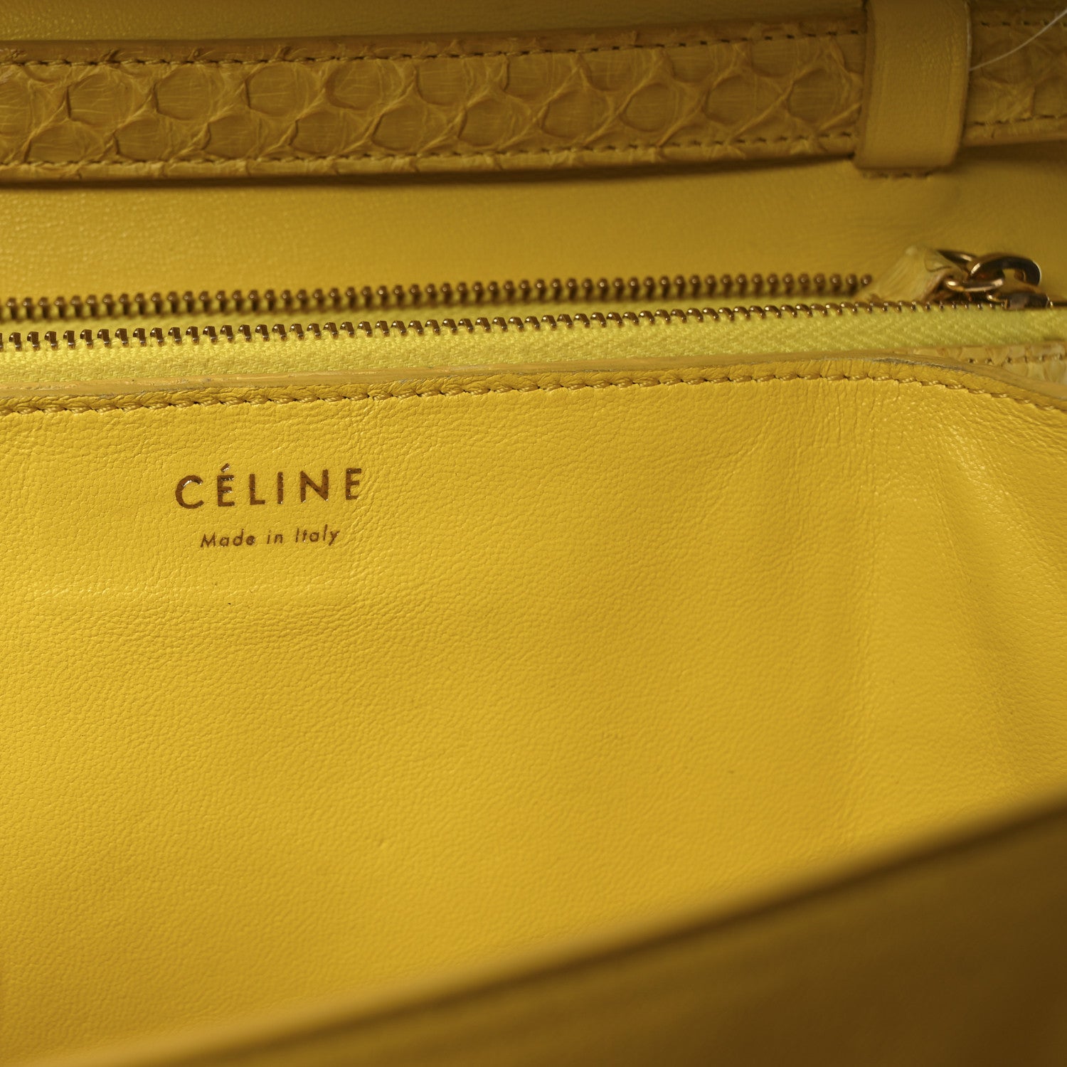 Celine Snakeskin Medium Classic Box Yellow 6 of 13