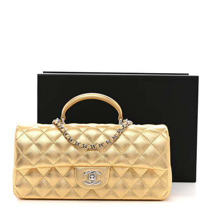 Chanel Metallic Caviar Quilted Top Handle East West Flap Gold 11 of 11
