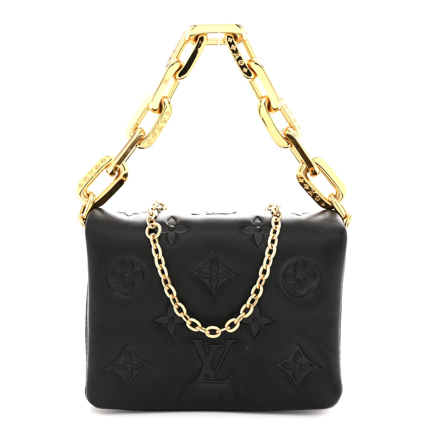 Lambskin Embossed Monogram Coussin Belt Bag Black