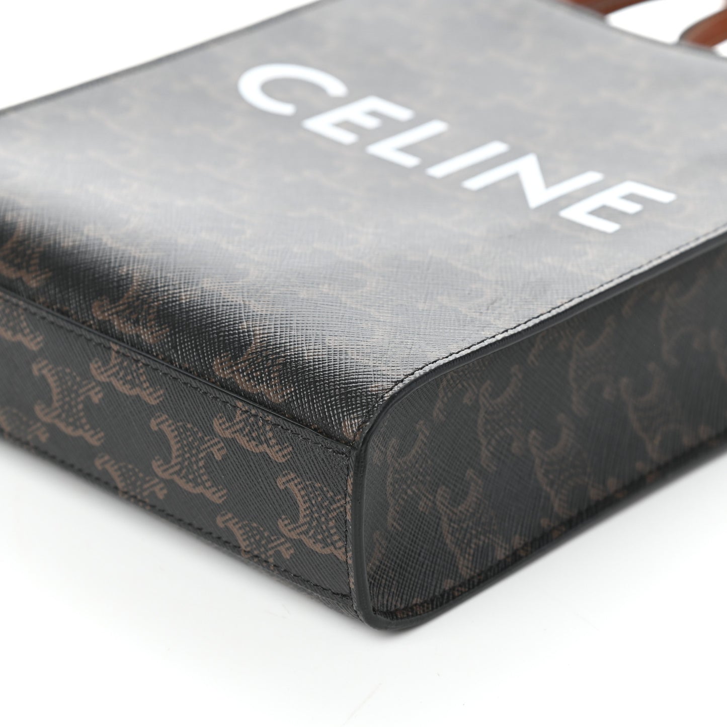 Triomphe Canvas Calfskin Mini Vertical Cabas Tan