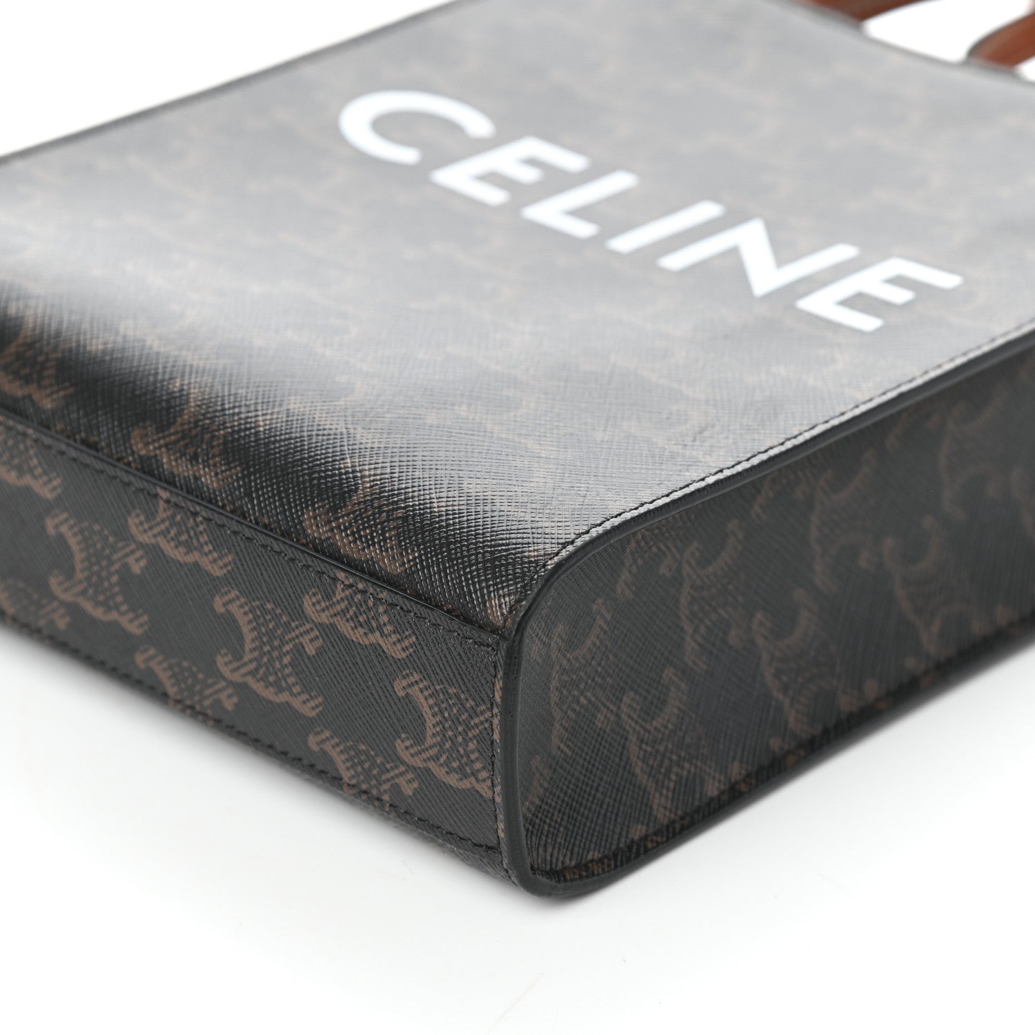 Celine Triomphe Canvas Calfskin Mini Vertical Cabas Tan 8 of 9