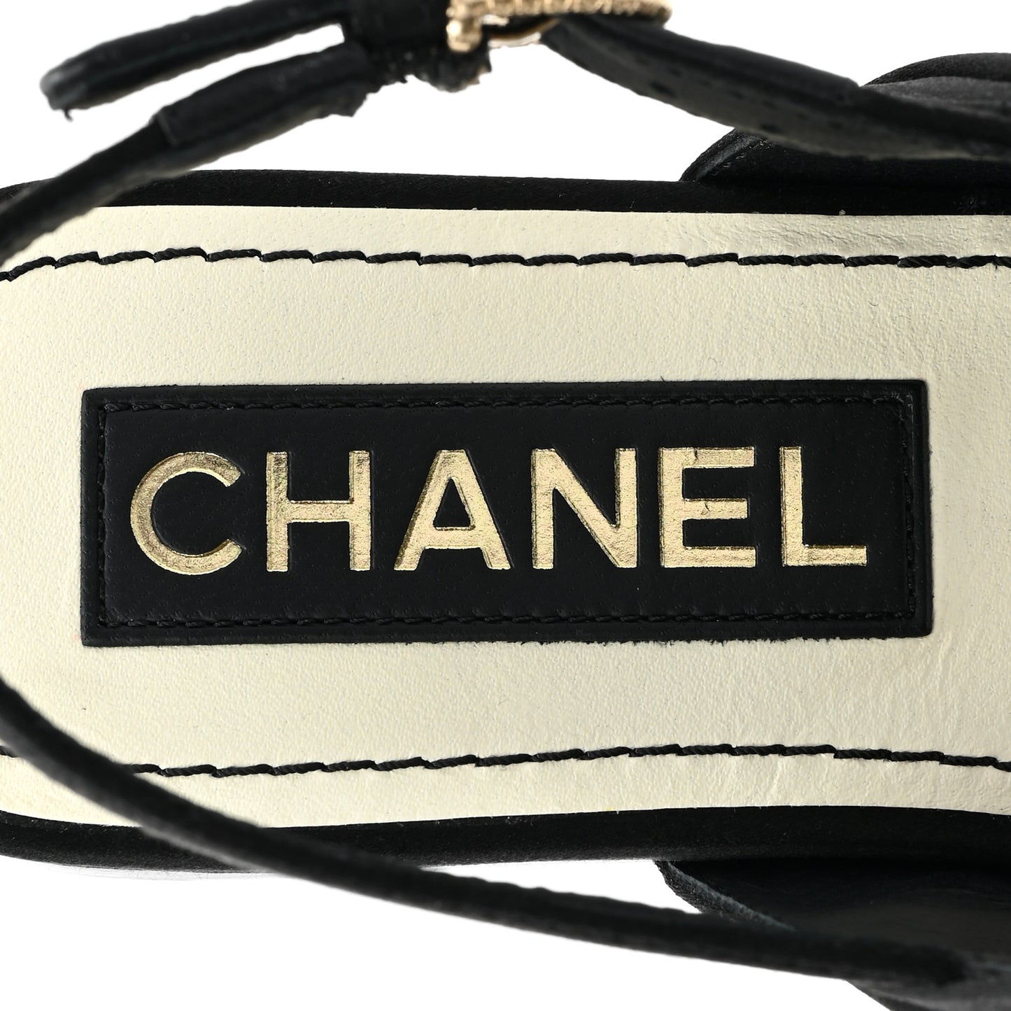 Satin Crystal CC Thong Sandals 35 Black