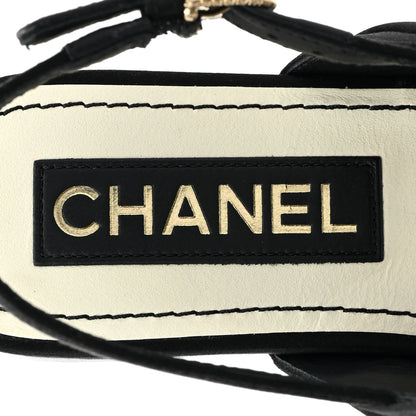 Chanel Satin Crystal CC Thong Sandals 35 Black 7 of 9