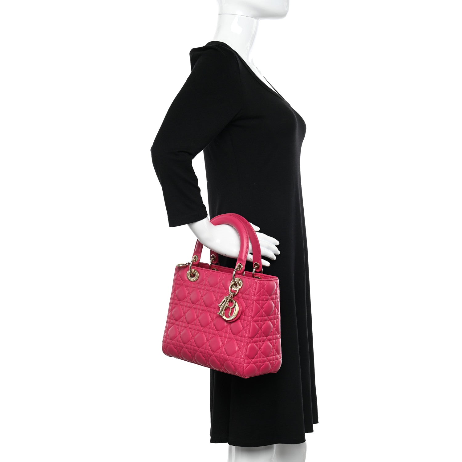 Christian Dior Lambskin Cannage Medium Lady Dior Pink 2 of 10