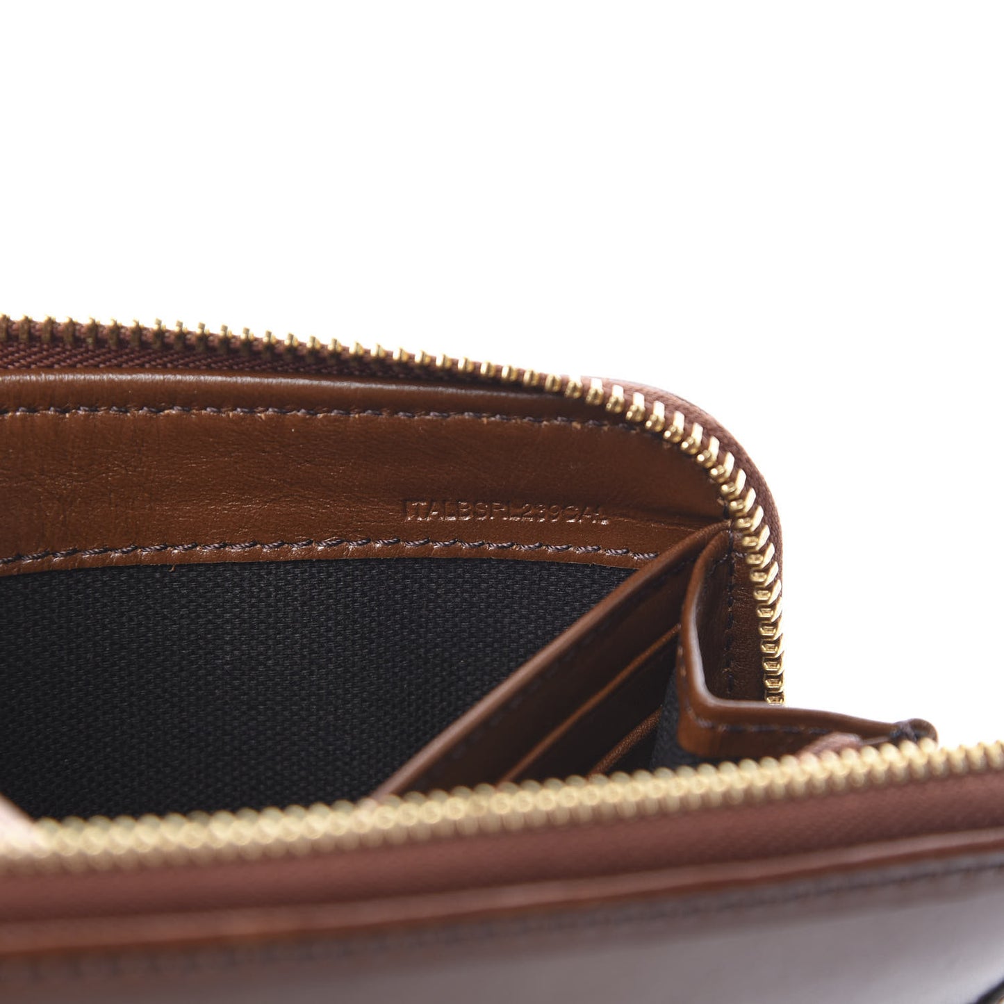 House Check Bridle Calfskin Ziggy Zip Around Wallet Dark Tan