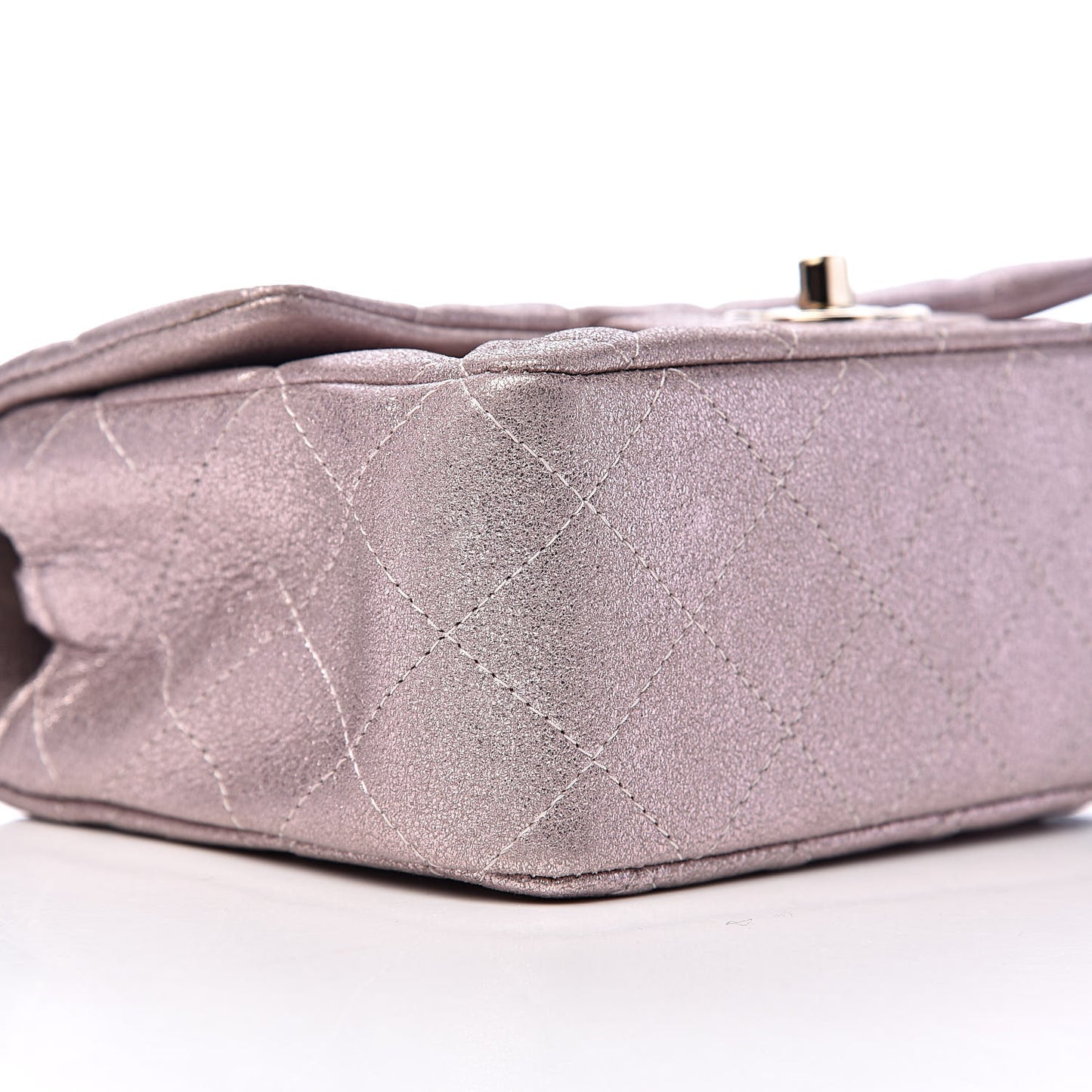 Metallic Goatskin Quilted Mini Rectangular Flap Pink