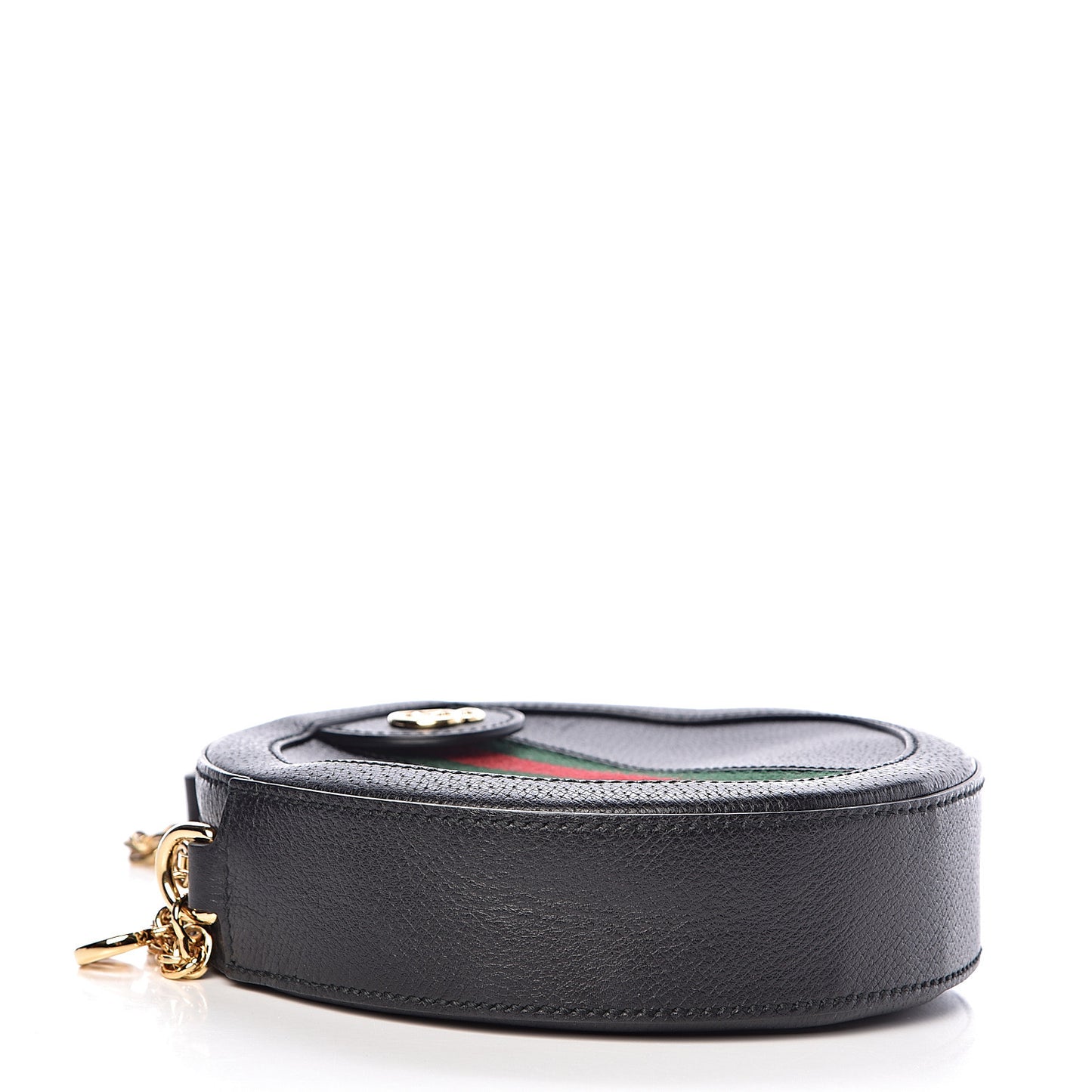 Grained Calfskin Web Mini Ophidia Round Shoulder Bag Black