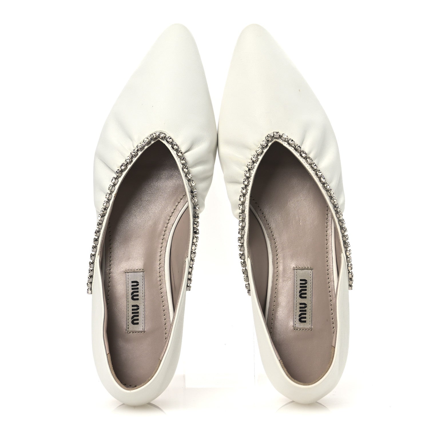 Miu Miu Nappa Crystal Ballerina Flats 35.5 White 6 of 11