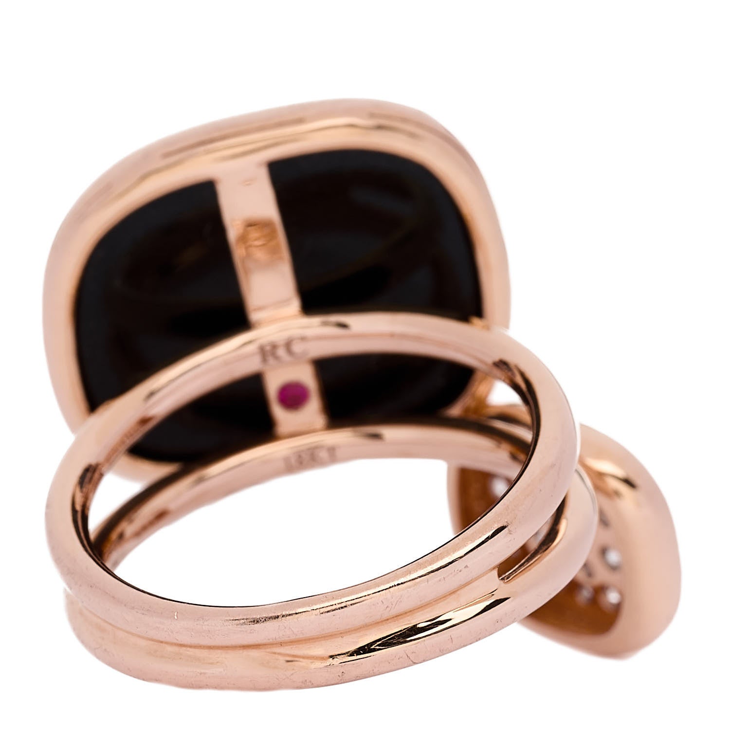 Roberto Coin 18K Rose Gold Diamond Black Onyx Amphibole Ring 53 6.5 3 of 6