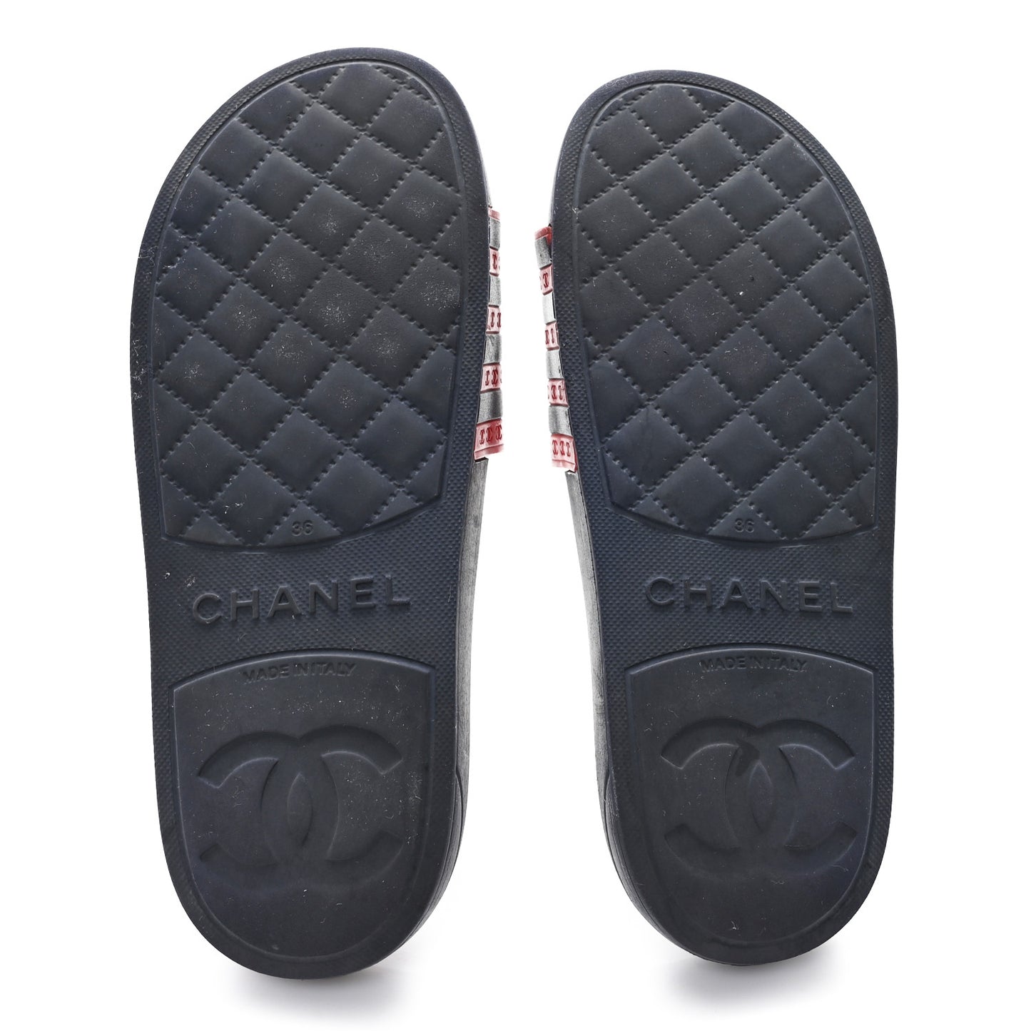 Rubber CC Flat Slide Sandals 36 Pink Red