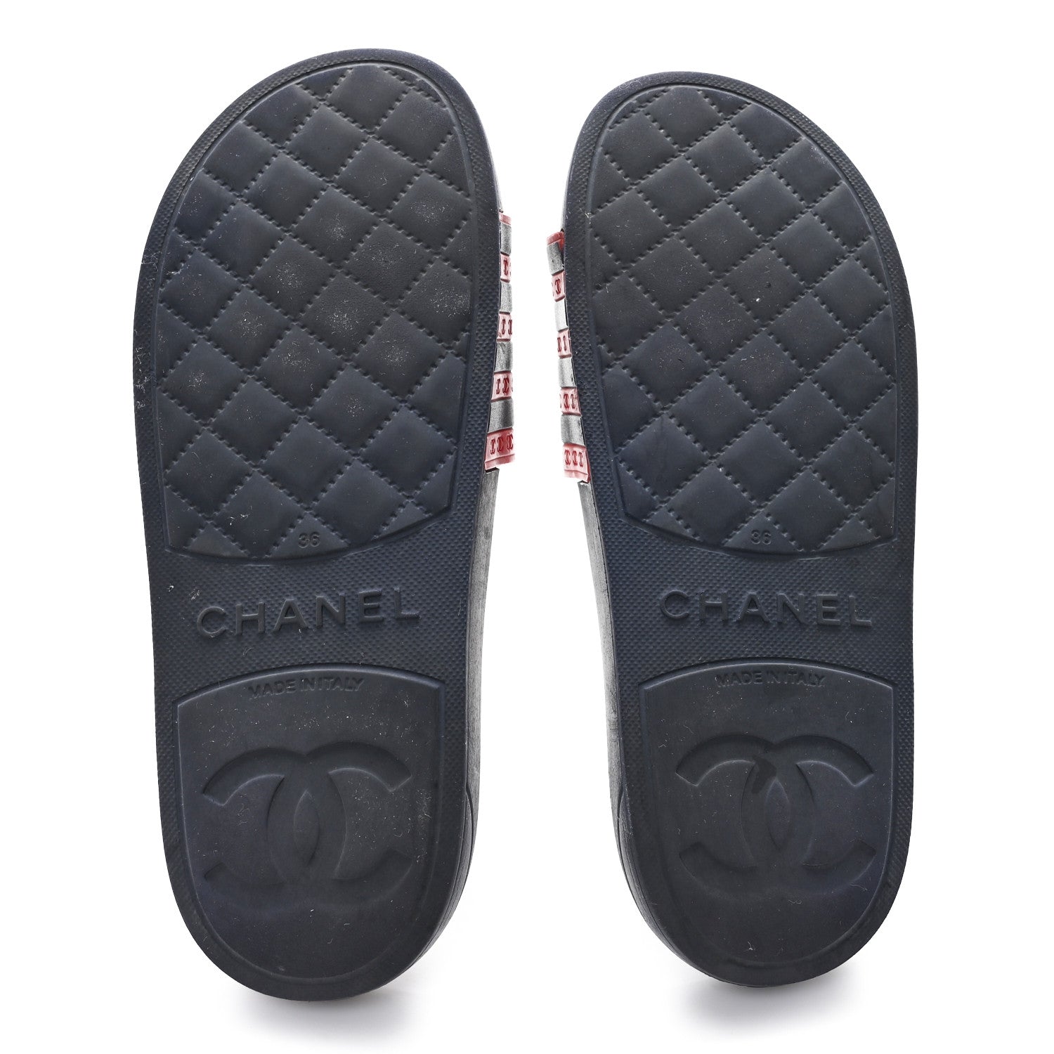 Chanel Rubber CC Flat Slide Sandals 36 Pink Red 6 of 9