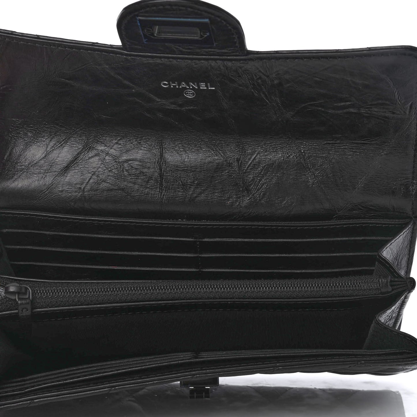 Aged Calfskin Quilted 2.55 Reissue Flap Wallet So Black