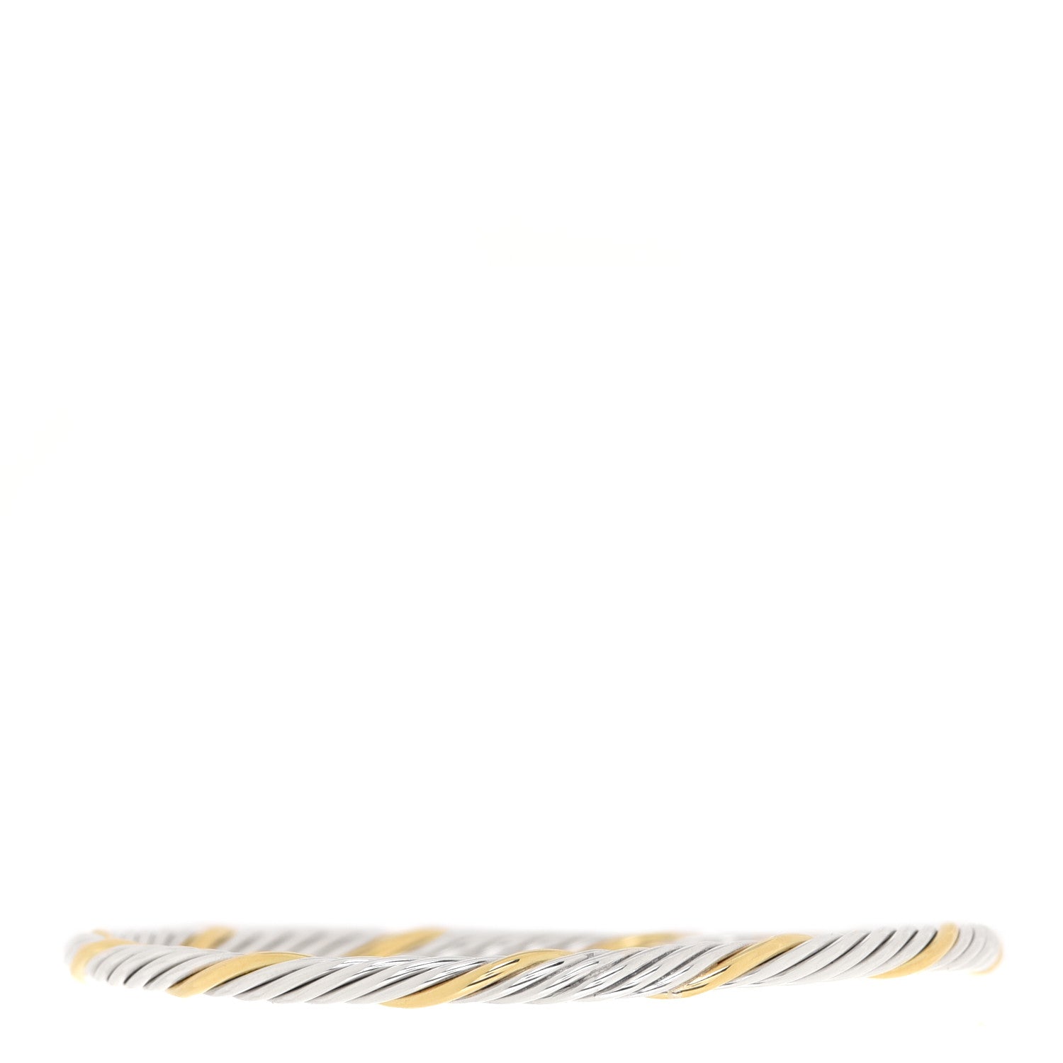 David Yurman Sterling Silver 18K Yellow Gold 4mm Cable Classics Bangle Bracelet 3 of 4