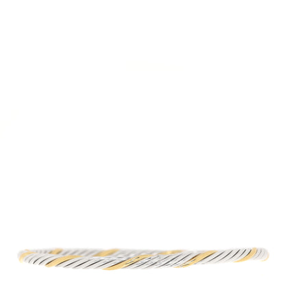 David Yurman Sterling Silver 18K Yellow Gold 4mm Cable Classics Bangle Bracelet 3 of 4