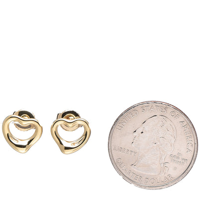 Tiffany 18K Yellow Gold 11mm Elsa Peretti Open Heart Earrings 2 of 5