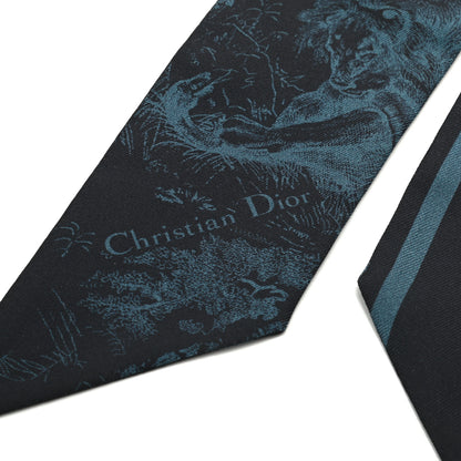 Christian Dior Silk Toile De Jouy Mitzah Scarf Navy Blue 2 of 3