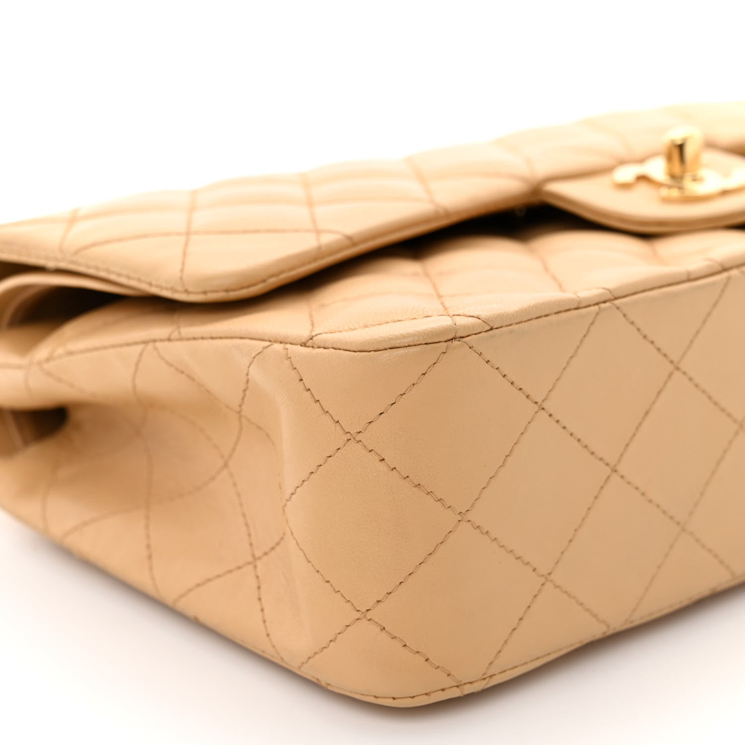 Chanel Lambskin Quilted Medium Double Flap Beige 9 of 10