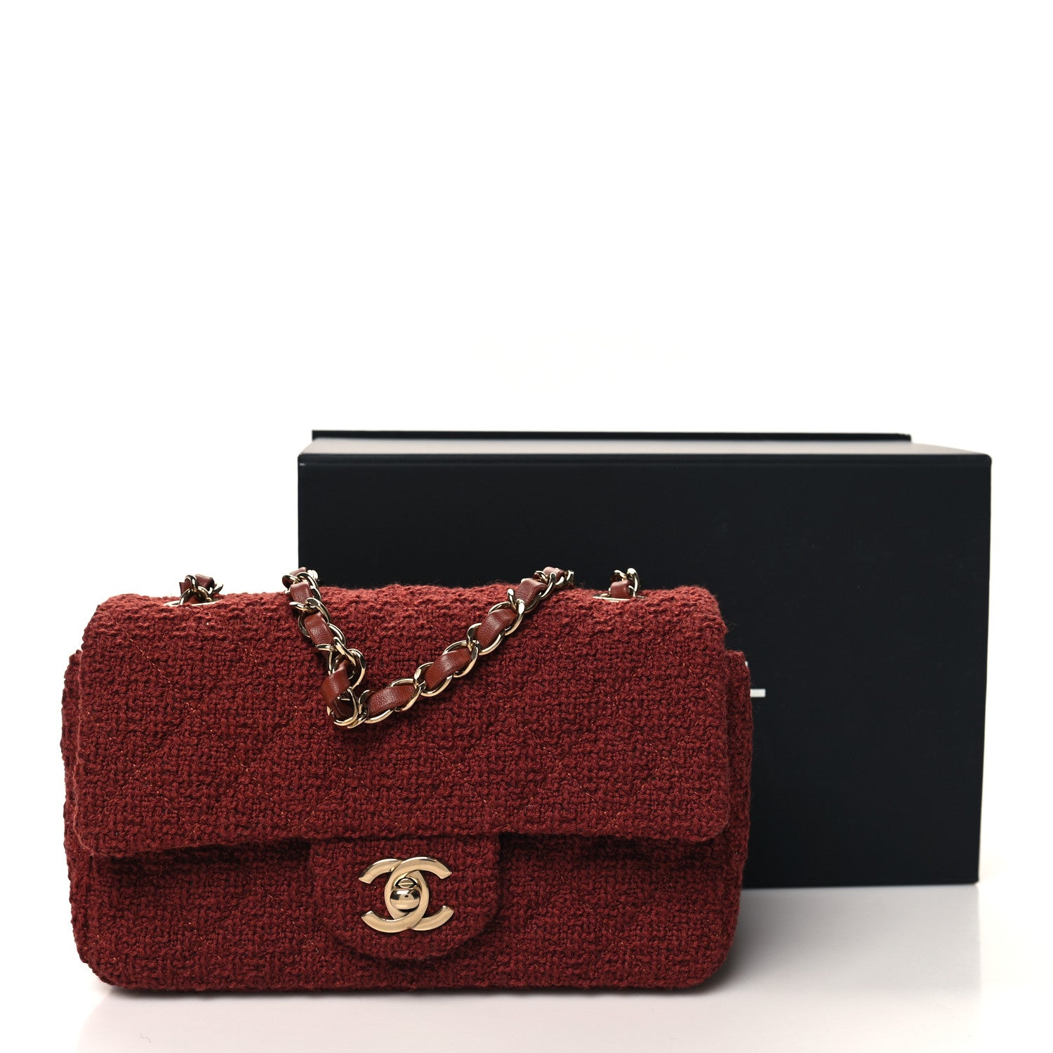 Chanel Wool Tweed Quilted Mini Rectangular Flap Brown 11 of 11