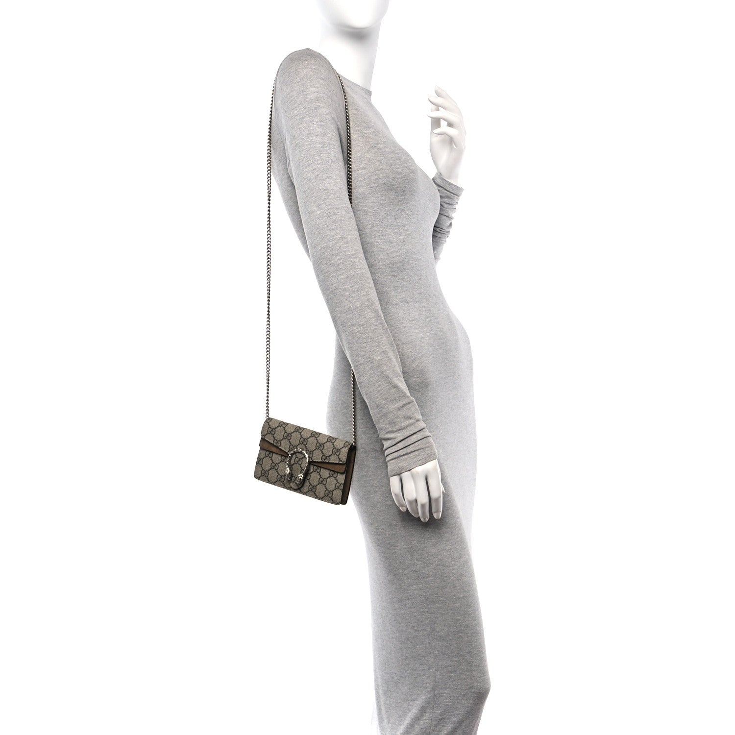 Gucci GG Supreme Monogram Super Mini Dionysus Shoulder Bag Taupe 2 of 10