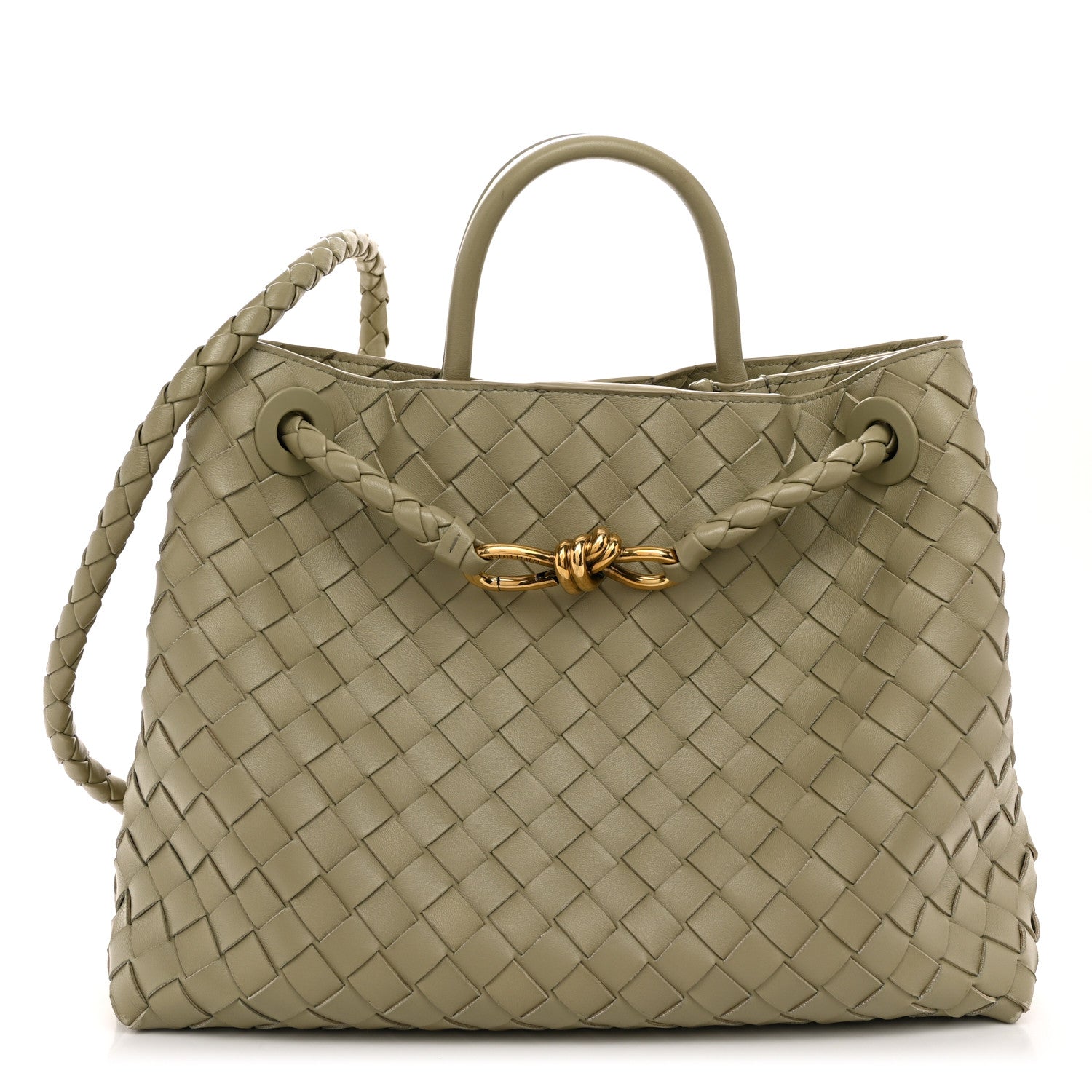Bottega Veneta Nappa Intrecciato Medium Andiamo Shoulder Bag Travertine 1 of 9