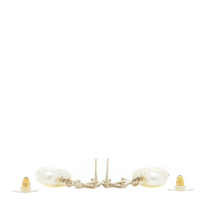 Chanel Pearl CC Heart Drop Earrings Gold 3 of 6